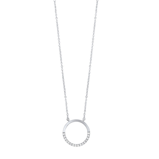 Natural Diamond Necklace in 14 Karat White with 0.08ctw Round Diamonds