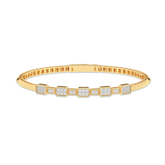 ReMARKable Designs Natural Diamond Bracelet in 14 Karat White Yellow Gold with 0.50ctw Round Diamonds