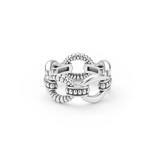 Lagos Signature Caviar Collection Fashion Ring (No Stones) in Sterling Silver White 10MM