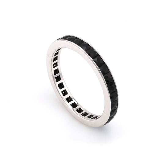 ReMarkable Estate Color Gemstone Band in Platinum White with 29 Unique Black Obsidians