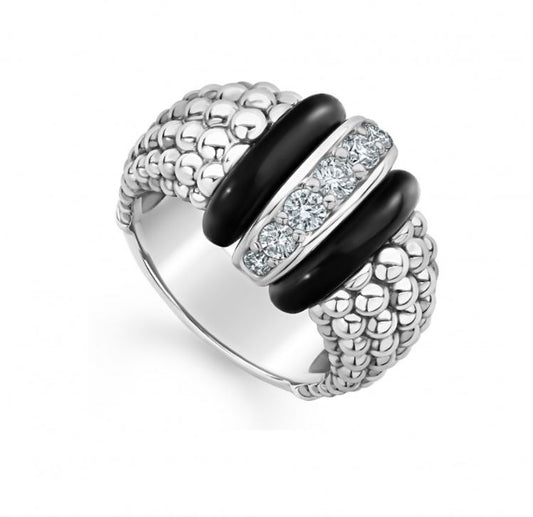 LAGOS Natural Diamond Ring in Sterling Silver with 0.37ctw Round Diamond
