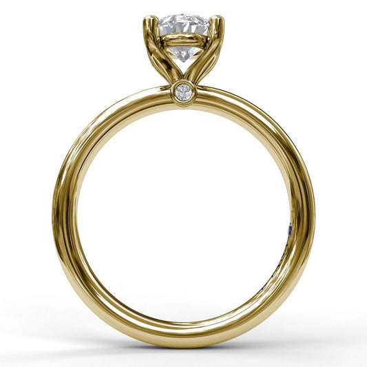 Hidden Accent Natural Diamond Semi-Mount Engagement Ring in 14 Karat Yellow with 2 Round Diamonds, totaling 0.02ctw