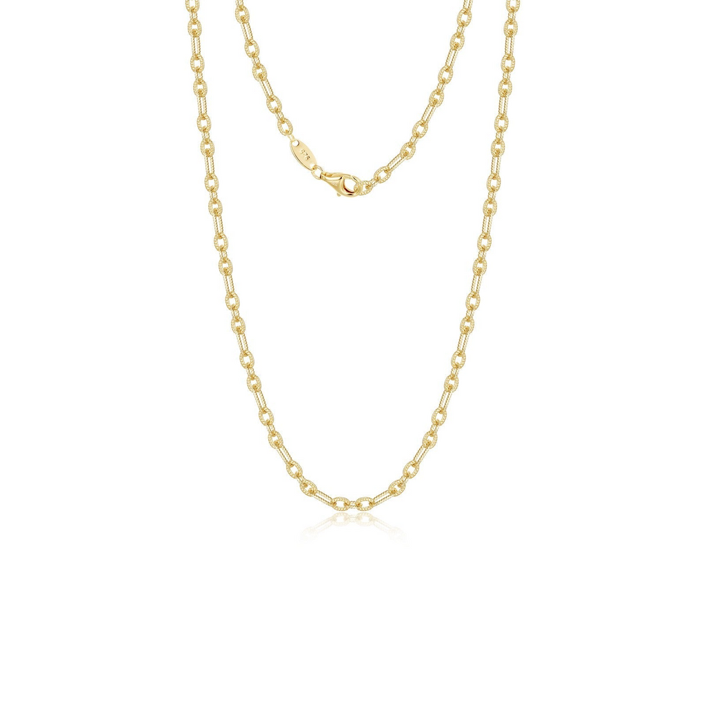 Sterling silver yellow oval link chain.