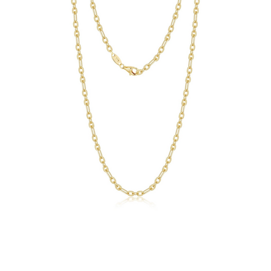 Sterling silver yellow oval link chain.