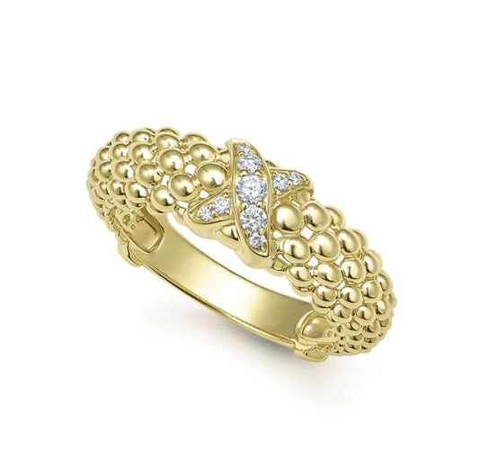 Caviar Gold Collection Natural Diamond Fashion Ring in 18 Karat Yellow with 0.10ctw Round Diamonds