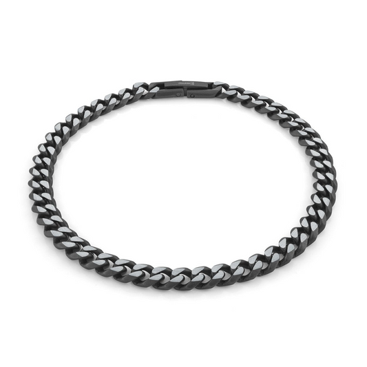 Curb Link Bracelet (No Stones) in Stainless Steel Black
