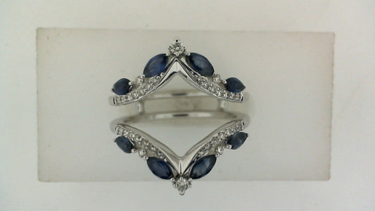 Color Gemstone Band in 14 Karat White with 8 Marquise Sapphires