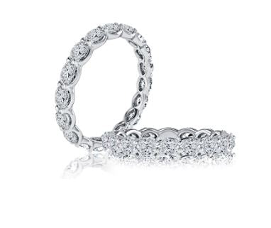 A. Jaffe Eternity Ladies Wedding Band in 14 Karat White with 1.71ctw Oval Diamonds, Clarity: SI1-SI2, Color: G