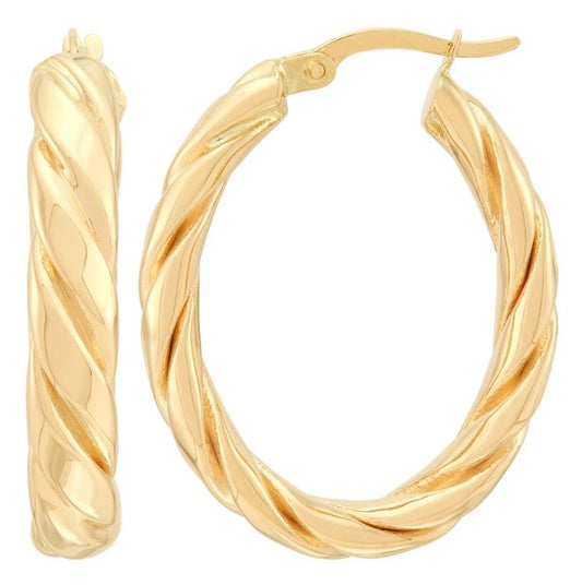 ARMADANI Twisted Hoop Earrings (No Stones) in 14 Karat Yellow Gold