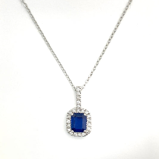 Venetti Pendant Color Gemstone Necklace in 14 Karat White with 23 Round Diamonds, Clarity: SI1, Color: G/H, 0.07ctw