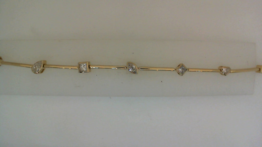 14K yellow gold bracelet with various diamonds.