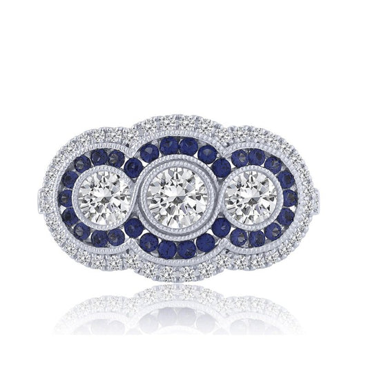 Sapphire and diamond ring in white gold.