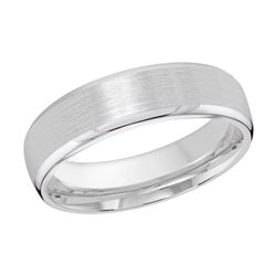 14K white gold carved band, polished finish.