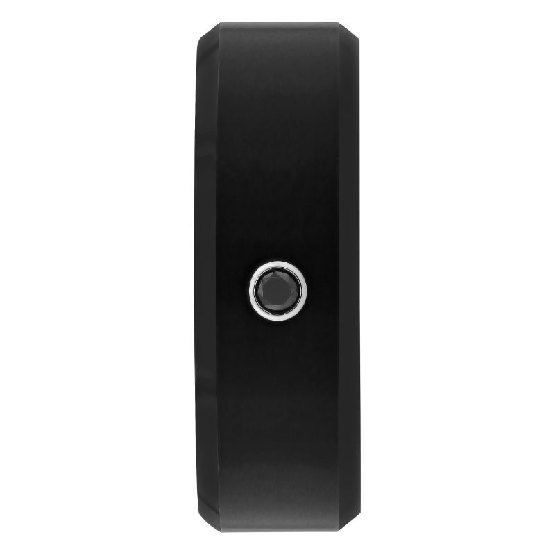 Black tungsten band with round black diamond.