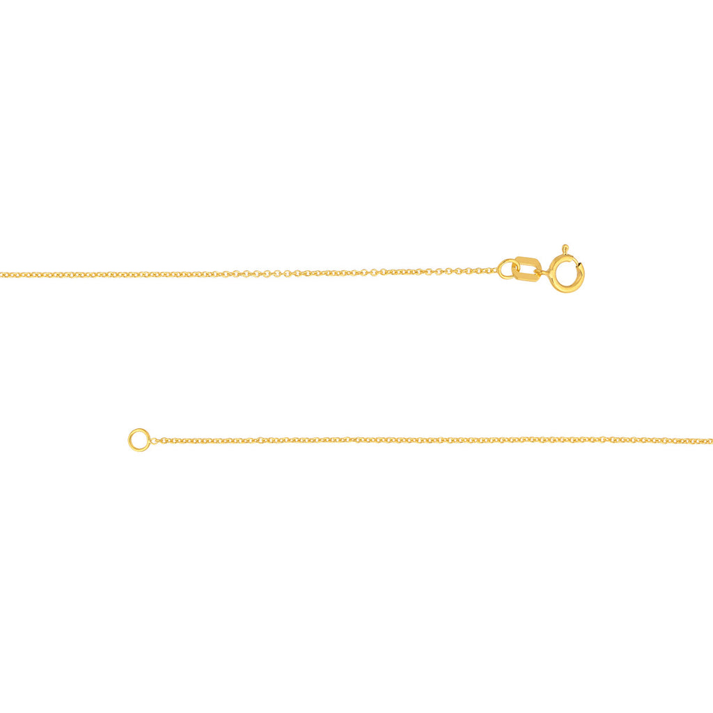 14K polished cable link chain, tri-color.