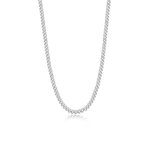 Sterling silver polished curb chain necklace.