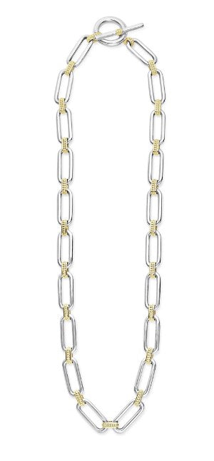 Signature Caviar Collection Paperclip Necklace (No Stones) in Sterling Silver - 18 Karat White - Yellow