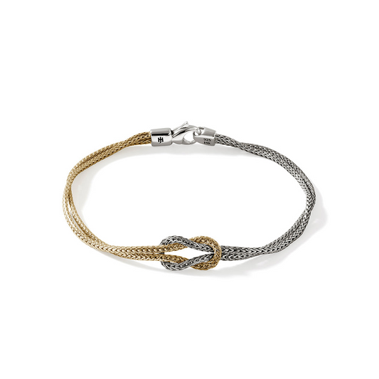 Multi Strand Bracelet (No Stones) in Sterling Silver - 14 Karat White - Yellow