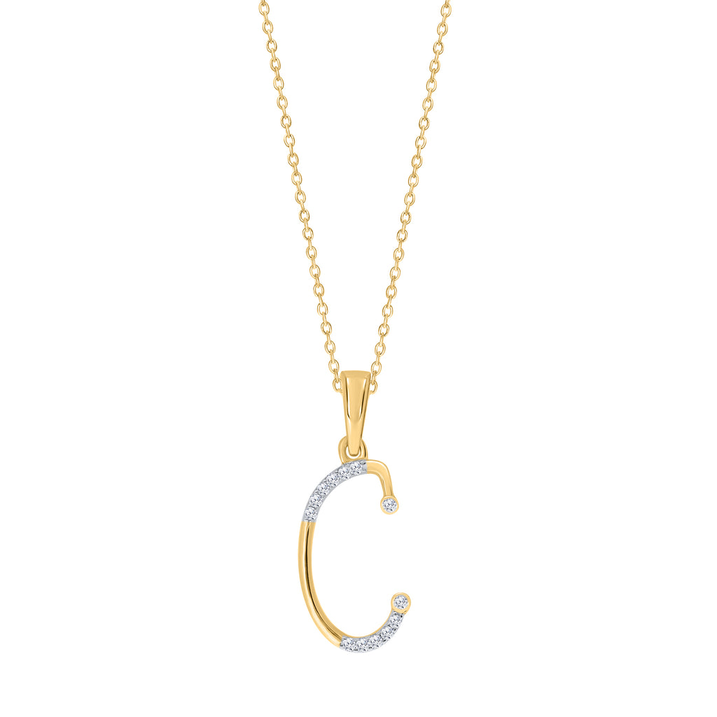 Yellow gold necklace with diamond-accented 