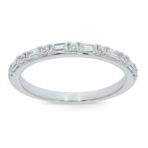 Earth Mined Diamond Stackable Ladies Wedding Band in 14 Karat White with 0.51ctw G/H SI2 Various Shapes Diamonds