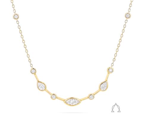 18K yellow gold necklace with diamonds.