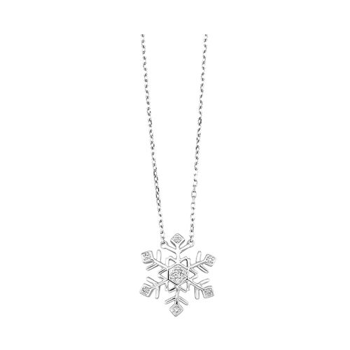 Natural Diamond Necklace in Sterling Silver White with 0.01ctw Round Diamonds