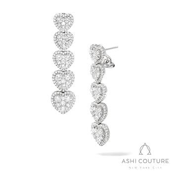 Ashi Diamonds, LLC Drop Natural Diamond Earrings in 18 Karat White Gold with 4.40ctw F/G VS2-SI1 Round Diamonds