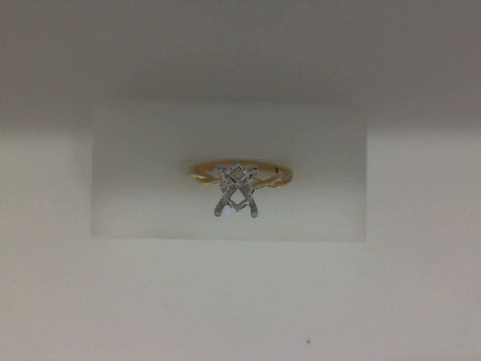 Side Stone Natural Diamond Semi-Mount Engagement Ring in 14 Karat Yellow with 32 Round Diamonds, Color: G/H, Clarity: SI1, totaling 0.08ctw