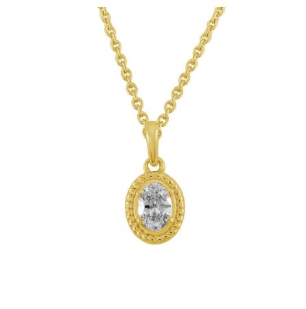 Natural Diamond Necklace in 14 Karat Yellow with 0.31ctw G SI1 Oval Diamond