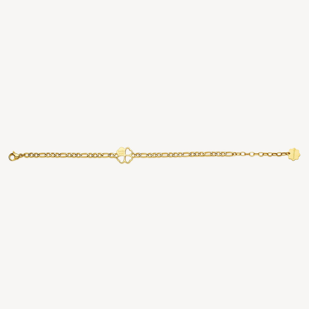 Yellow stainless steel bracelet with floral charm.