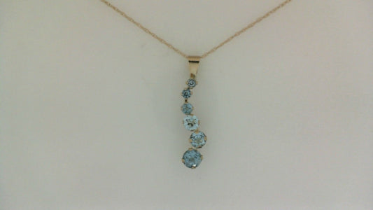 ReMarkable Estate Color Gemstone Necklace with 6 Round Blue Topazes 0.66ctw in 10 Karat Yellow Gold