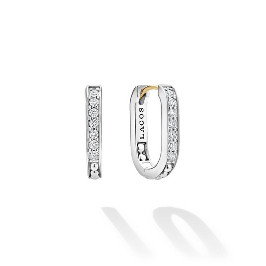 LAGOS Signature Caviar Collection Natural Diamond Earrings in Sterling Silver 14 Karat White Yellow
