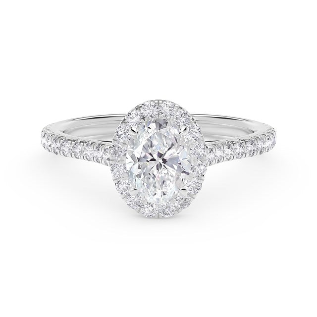 Forevermark Center of My Universe Collection Halo Earth Mined Complete Diamond Engagement Ring in Platinum White with 0.71ctw I SI2 Oval Diamond