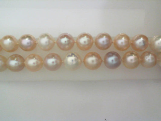 Pearl Strand Color Gemstone Necklace in 14 Karat Yellow with 43 Round Pearls 10mm-10mm
