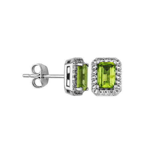 Emerald peridot stud earrings with topazes.