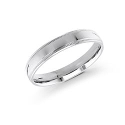 14K white gold carved band, polished finish.