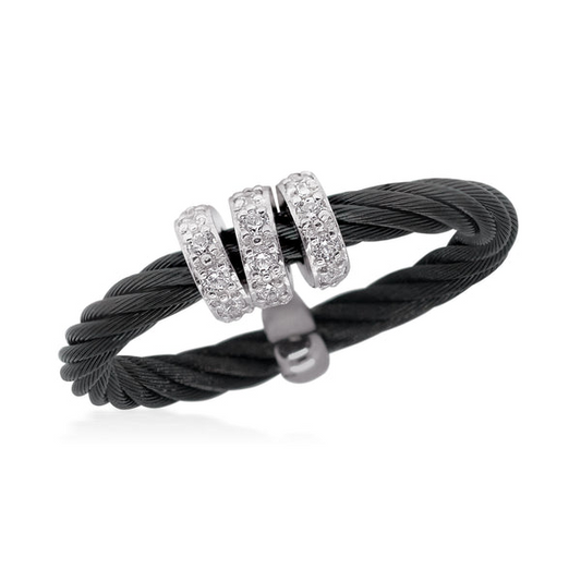 Black twisted band with diamond accents.