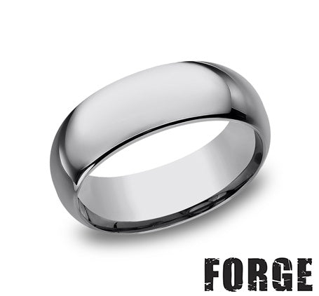 Tungsten Carbide white carved band, polished finish.