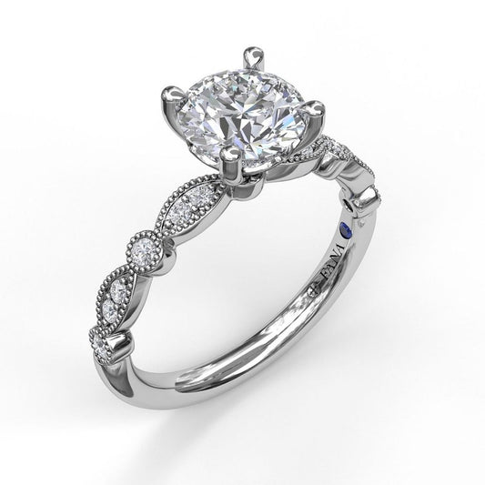 Diamond Accent Vintage Mined Diamond Engagement Ring in 14 Karat White with 0.11ctw G/H SI1 Round Diamonds