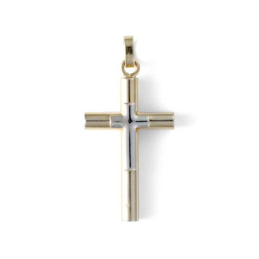 M Estate Collection Cross Necklace (No Stones) in 14 Karat White - Yellow