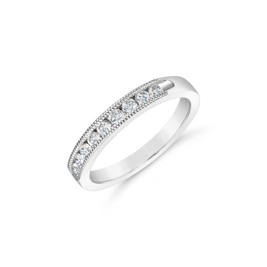 Earth Mined Diamond Stackable Ladies Wedding Band in 14 Karat White with 0.25ctw G/H SI1-SI2 Round Diamonds