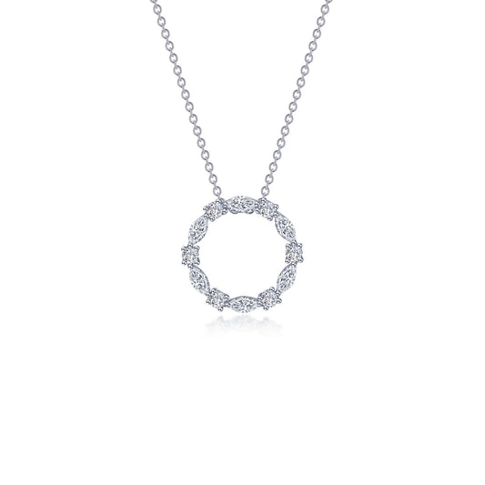 Circle Simulated Diamond Necklace in Platinum Bonded Sterling Silver 1.45ctw