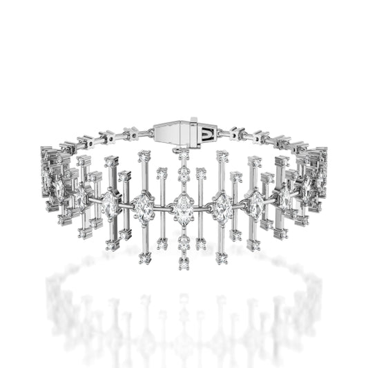 Noam Carver Natural Diamond Bracelet in 14 Karat White Gold with 1.25ctw G/H SI2 Marquise Diamonds