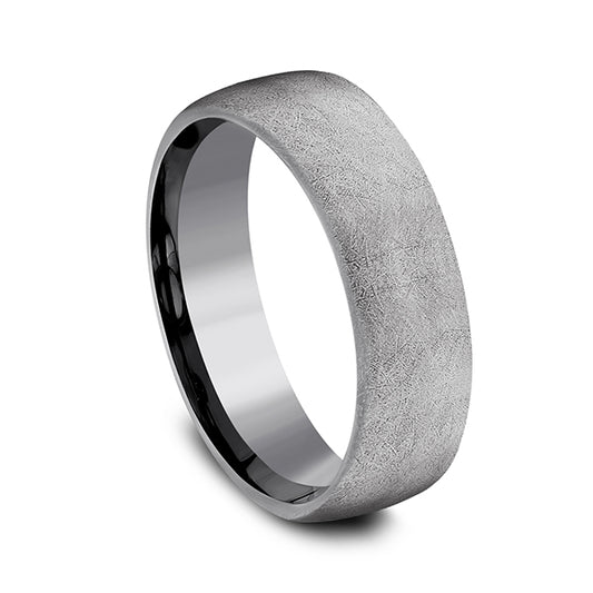 Tantalum grey carved band, matte finish.