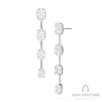 Ashi Diamonds, LLC Drop Natural Diamond Earrings in 18 Karat White Gold with 2.40ctw F/G VS2-SI1 Round Diamonds