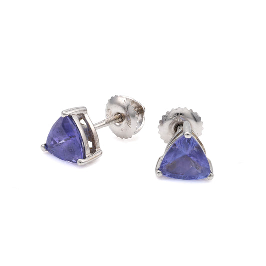 Trillian tanzanite stud earrings in white gold.
