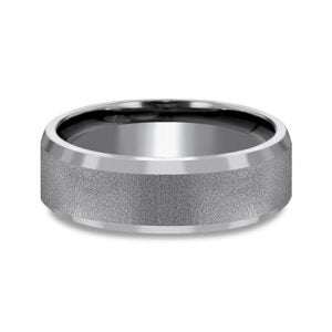 Tantalum band, black-grey, carved matte finish.