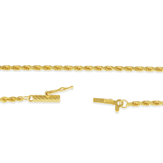 14K yellow gold rope chain necklace.