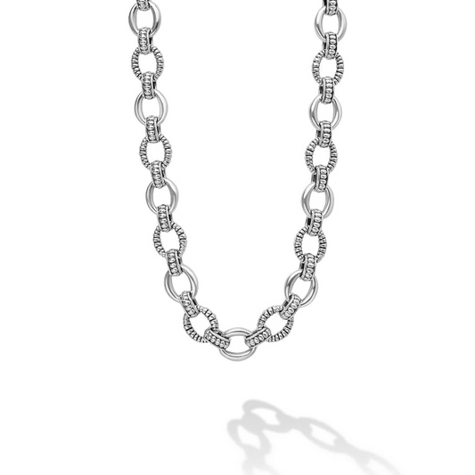 LAGOS Signature Caviar Collection Necklace (No Stones) in Sterling Silver White
