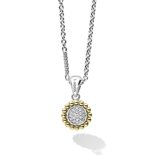 Natural Diamond Necklace in Sterling Silver - 18 Karat White - Yellow with 0.14ctw Round Diamond